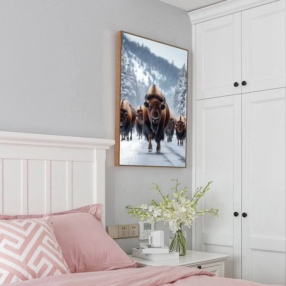 Majestic Winter Bison Canvas Wall Art