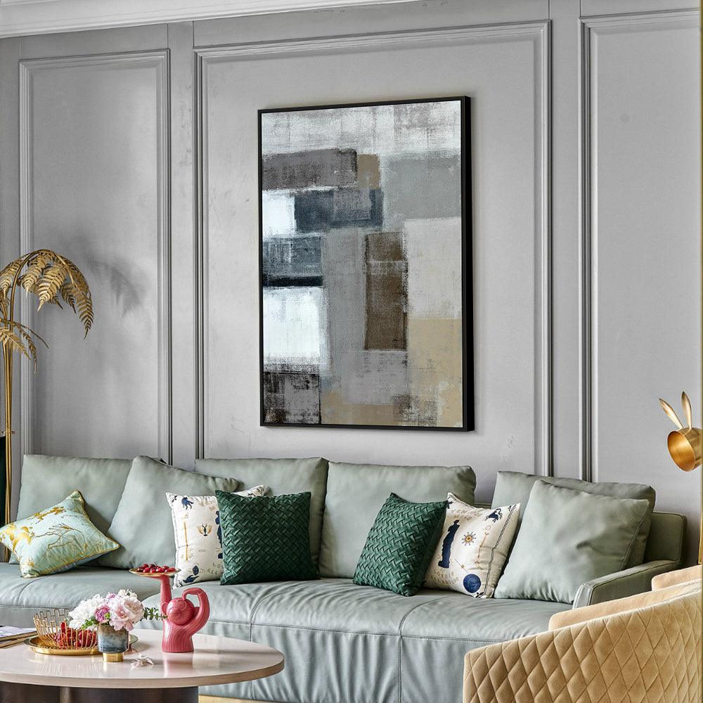 Abstract Geometric Blocks Canvas Wall Art