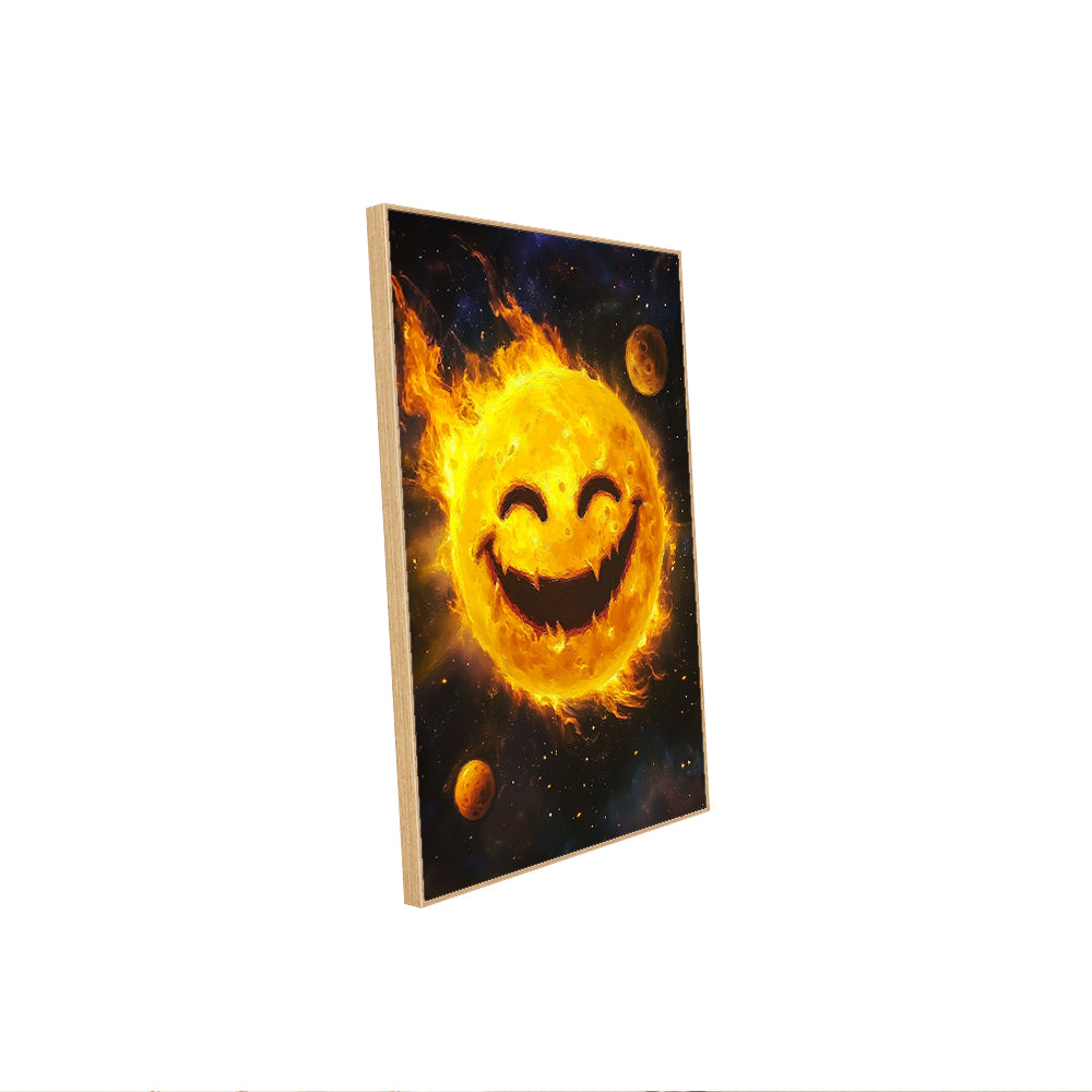 "Fiery Smiley Sun" -Cosmic Charm- Canvas Wall Art