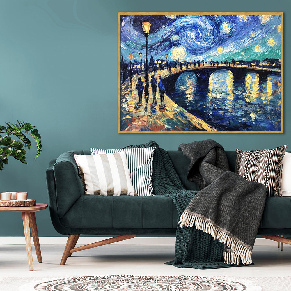 "Starry Night Bridge"– An Enchanting Nightscape- Canvas Wall Art