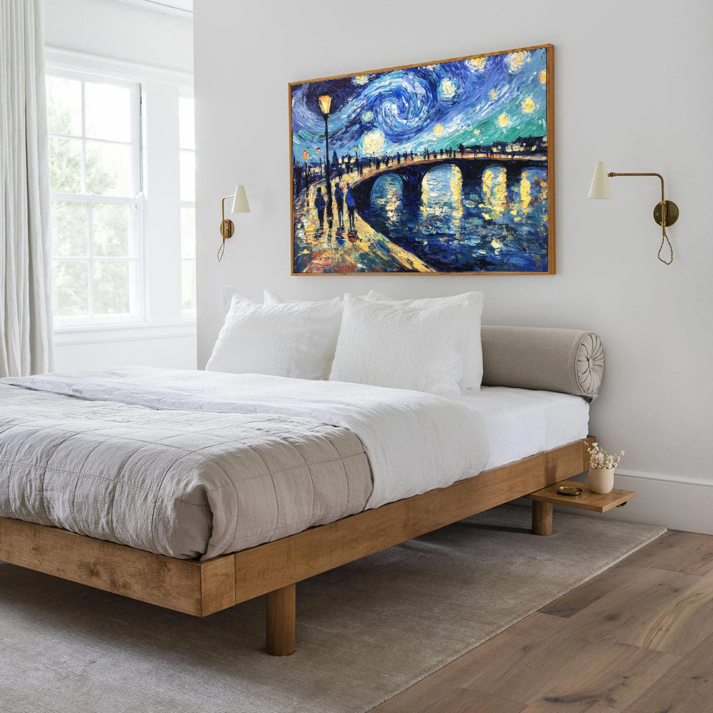 "Starry Night Bridge"– An Enchanting Nightscape- Canvas Wall Art