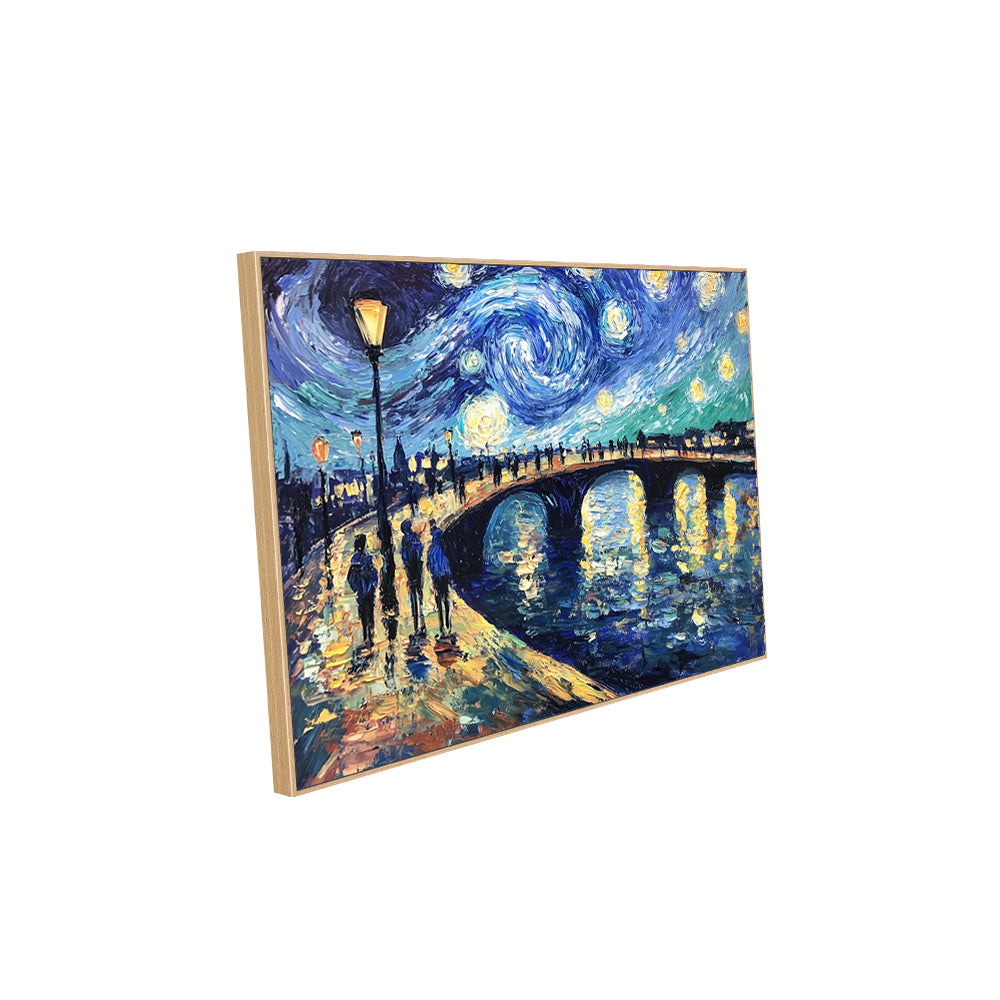 "Starry Night Bridge"– An Enchanting Nightscape- Canvas Wall Art