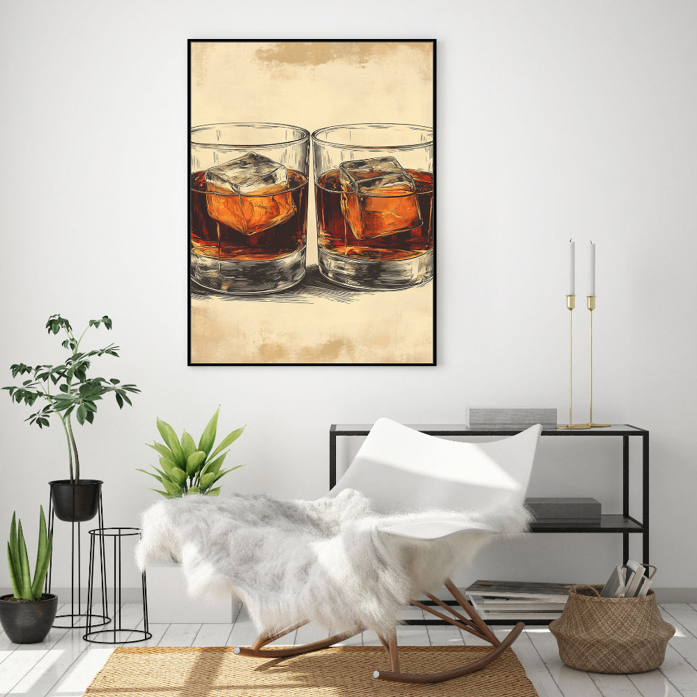 Classic Whiskey Glasses Canvas Wall Art