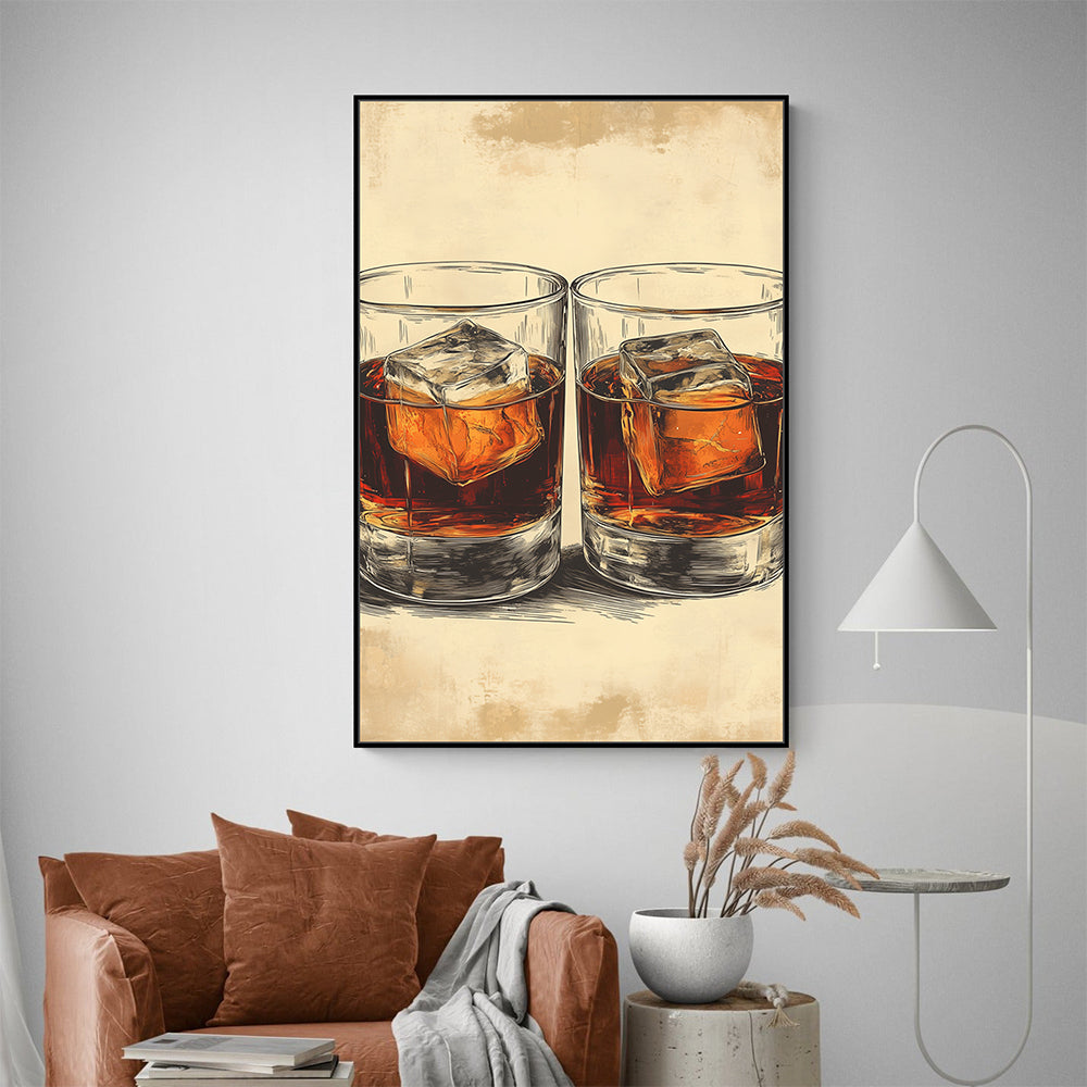 Classic Whiskey Glasses Canvas Wall Art