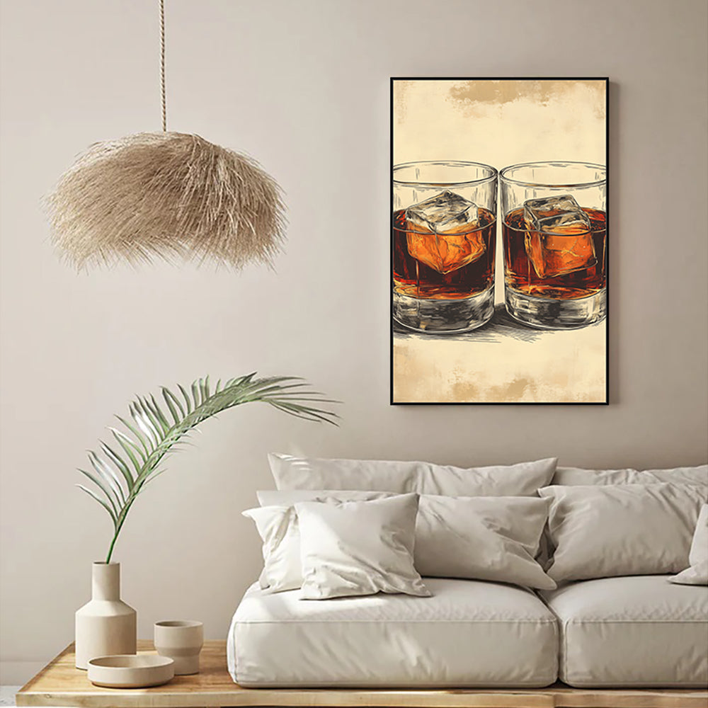 Classic Whiskey Glasses Canvas Wall Art