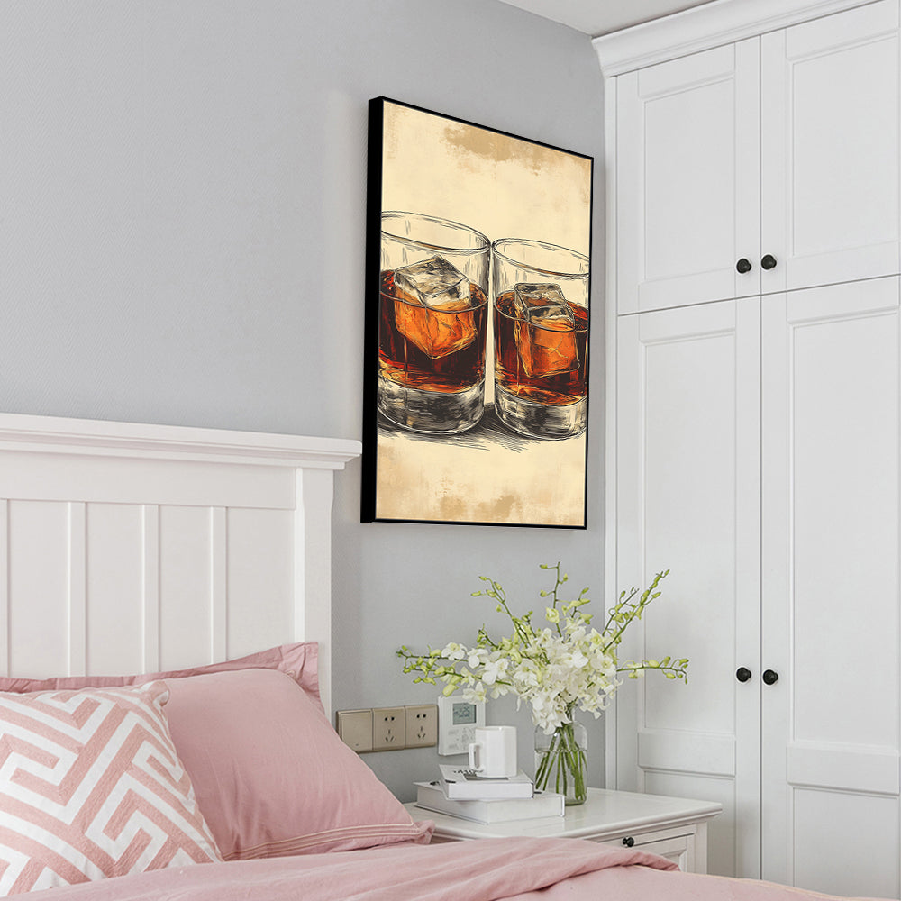 Classic Whiskey Glasses Canvas Wall Art