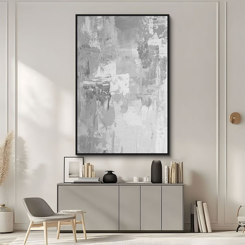 Abstract Grey And White Canvas Wall Art