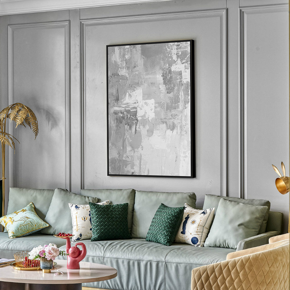 Abstract Grey And White Canvas Wall Art