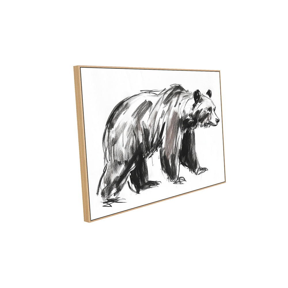 Sketch Of Strength: Minimalist Bear Canvas Wall Art