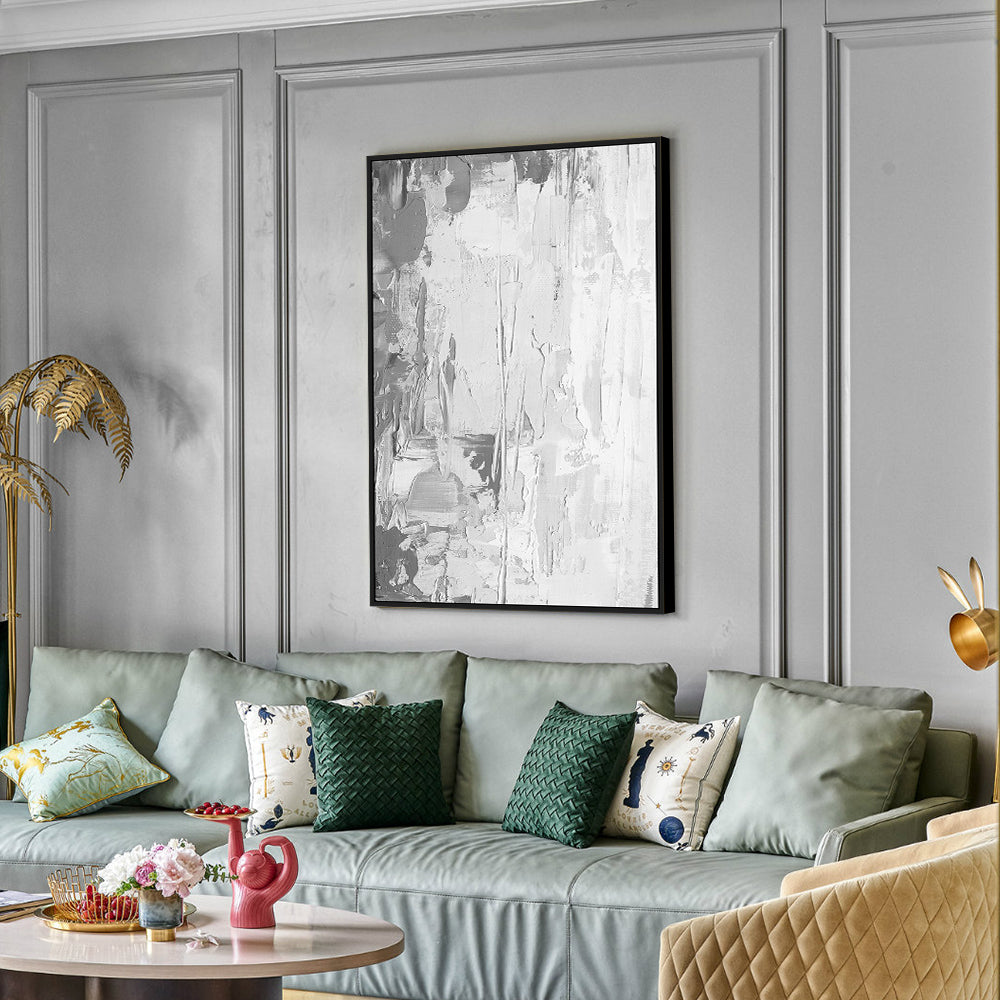 Abstract Grey And White Textured Canvas Wall Art