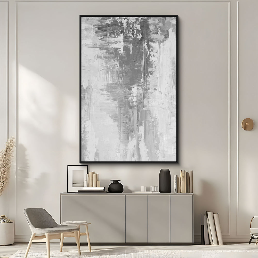 Abstract Grey And White Canvas Wall Art