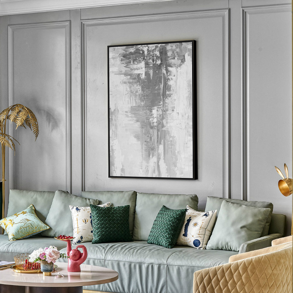 Abstract Grey And White Canvas Wall Art