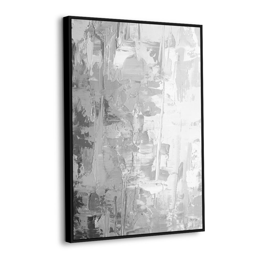 Grey And White Abstract Textured Canvas Wall Art