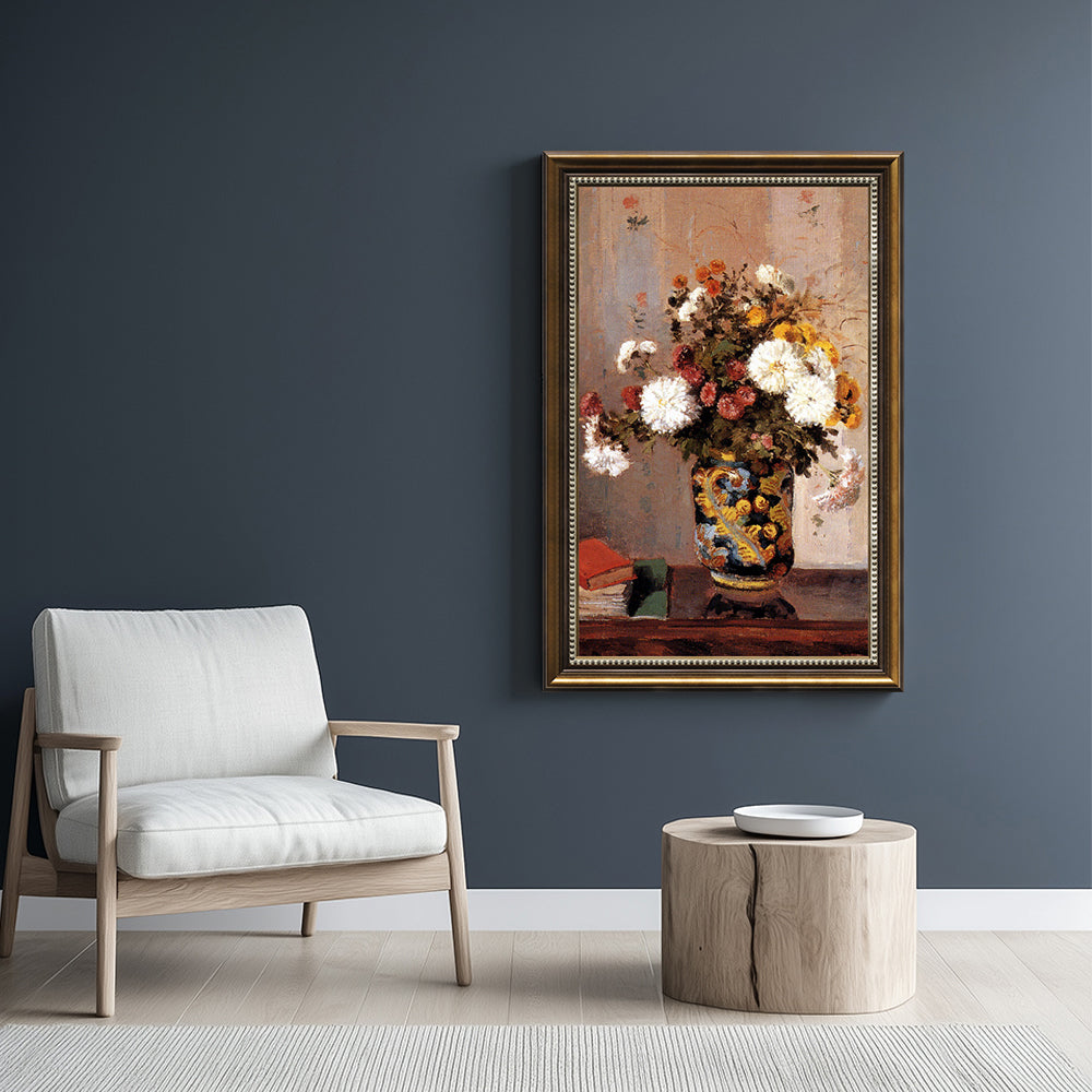 Chrysanthemums In A Chinese Vase By Camille Pissarro