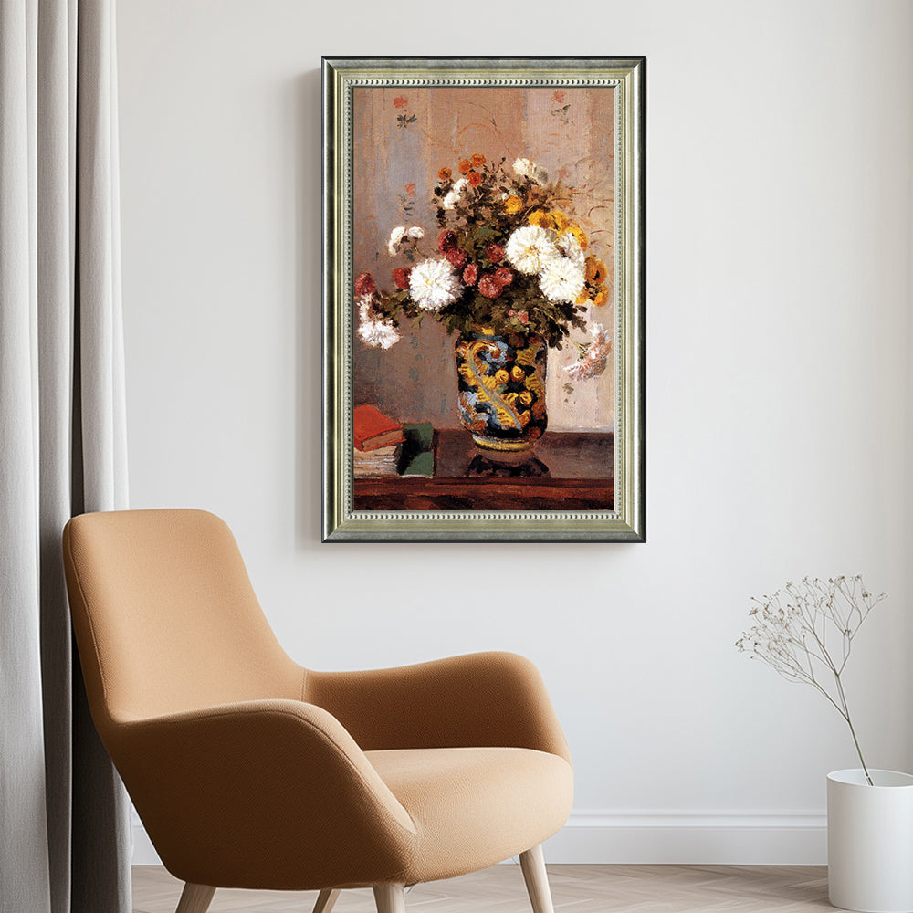 Chrysanthemums In A Chinese Vase By Camille Pissarro