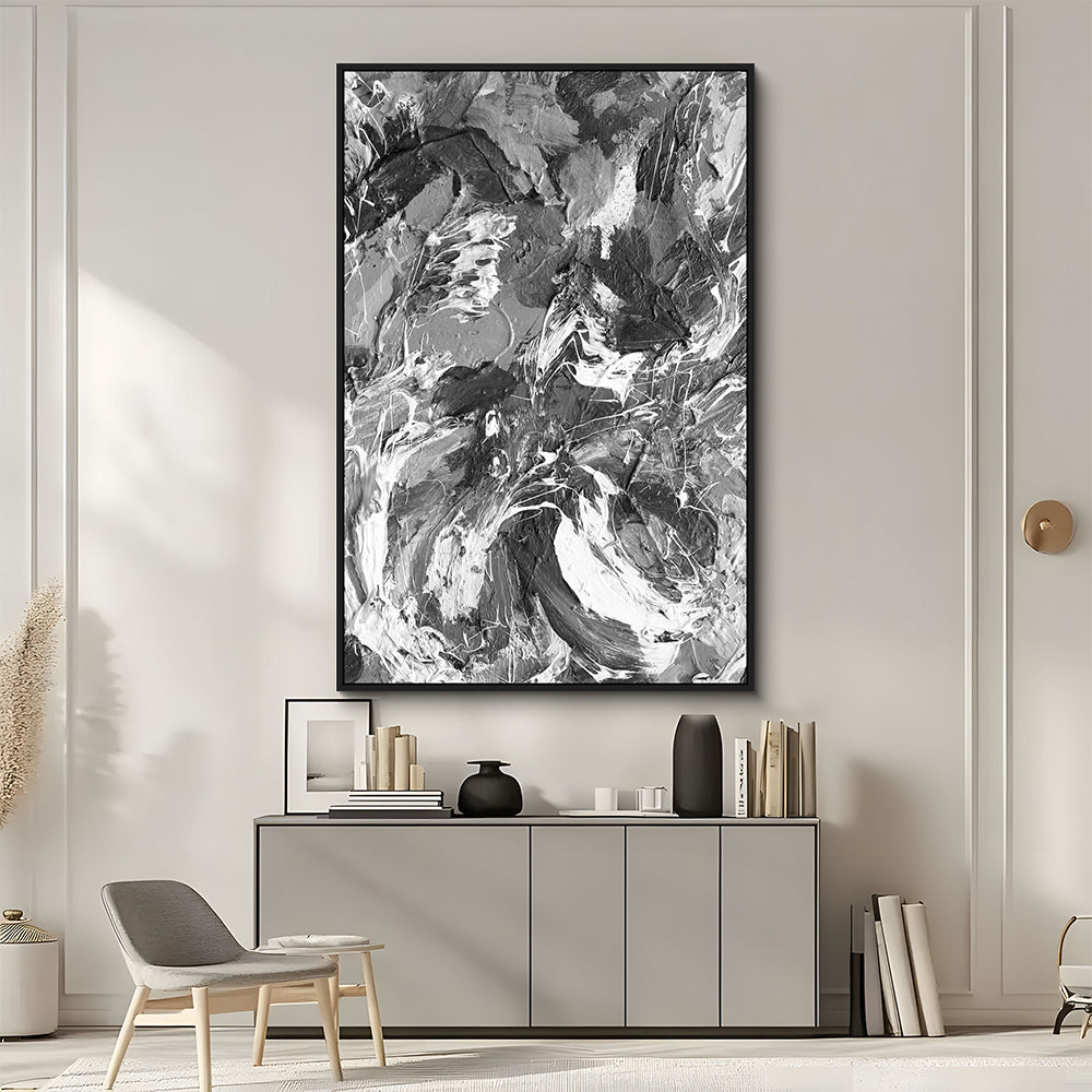 Black And White Abstract Brushstroke Canvas Wall Art