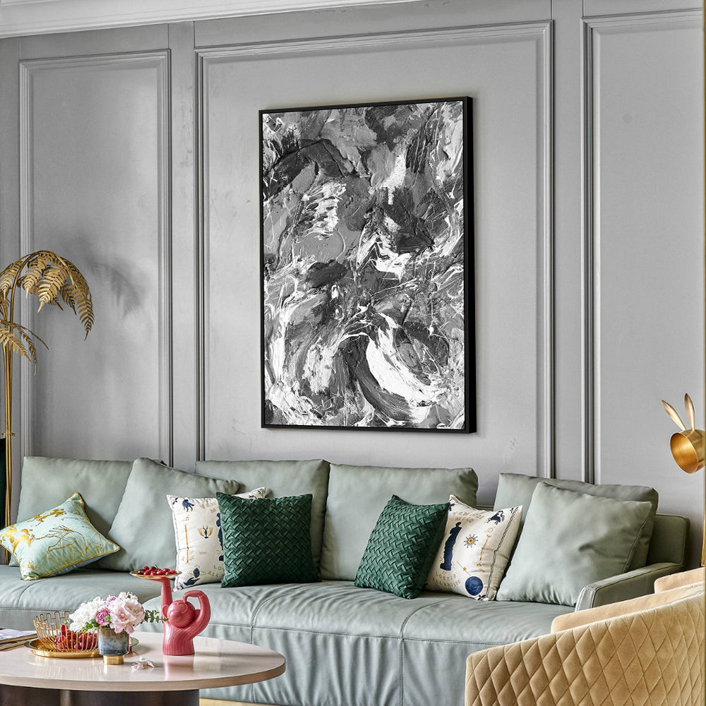 Black And White Abstract Brushstroke Canvas Wall Art