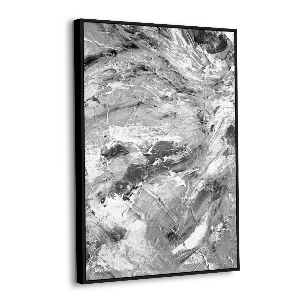 Textured Black And White Abstract Canvas Wall Art