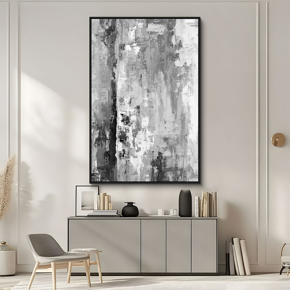 Grey And White Abstract Canvas Wall Art
