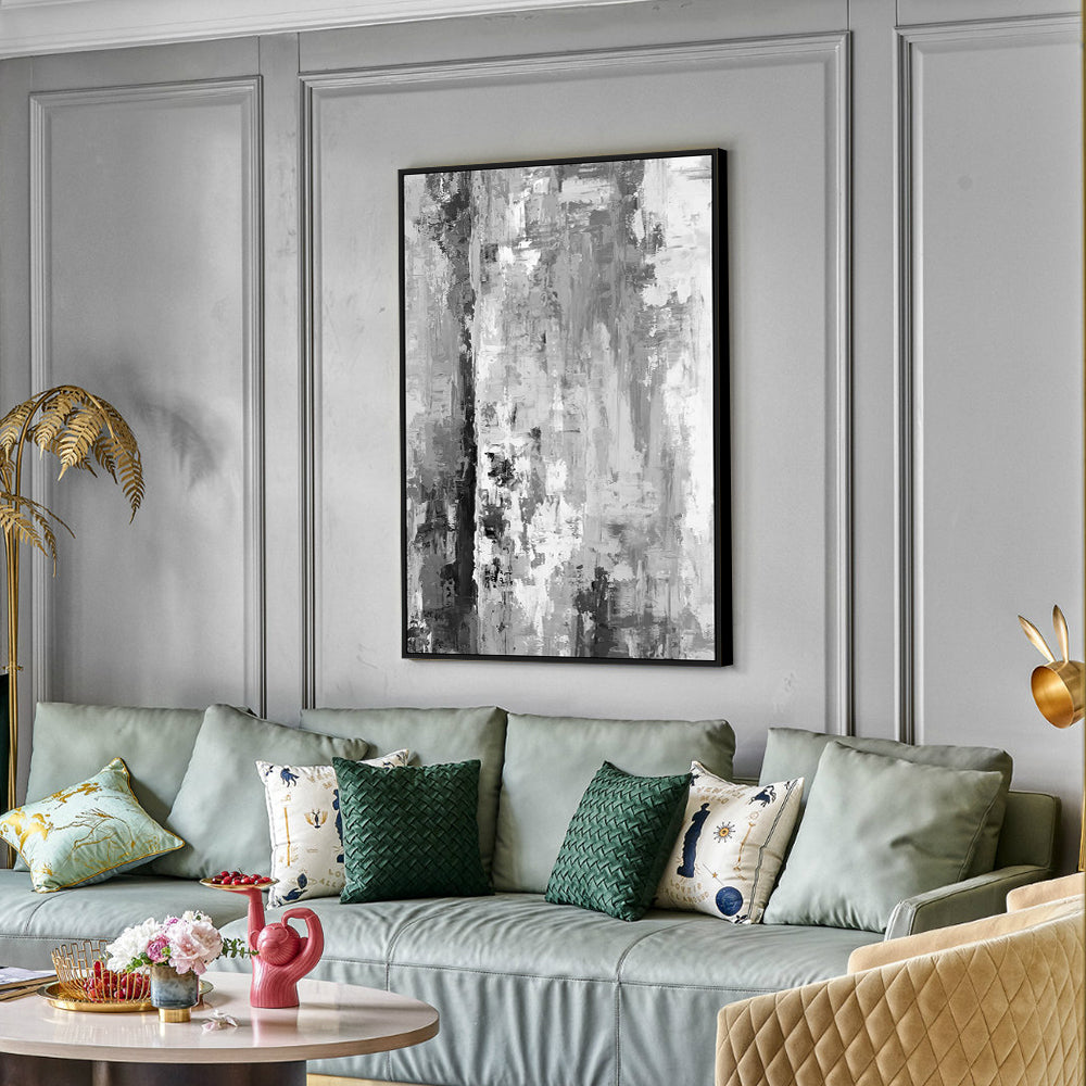 Grey And White Abstract Canvas Wall Art