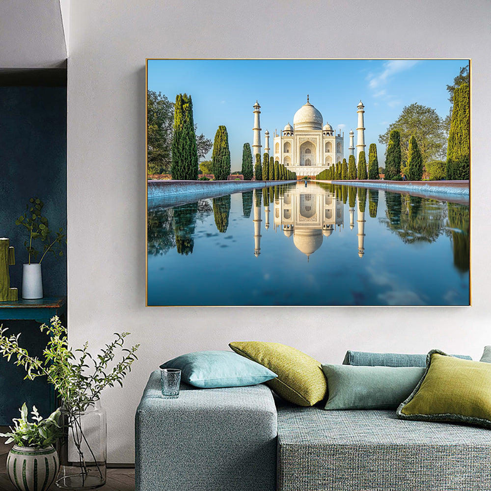 "Taj Mahal Reflection" – A Timeless Icon Of Love And Beauty-Canvas Wall Art