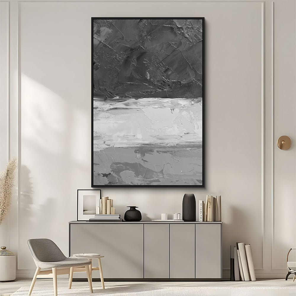 Black And White Abstract Textured Canvas Wall Art