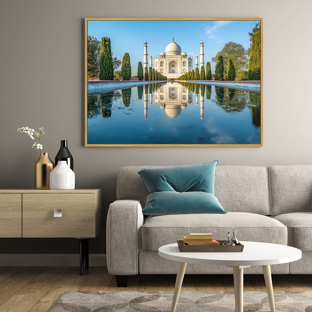 "Taj Mahal Reflection" – A Timeless Icon Of Love And Beauty-Canvas Wall Art