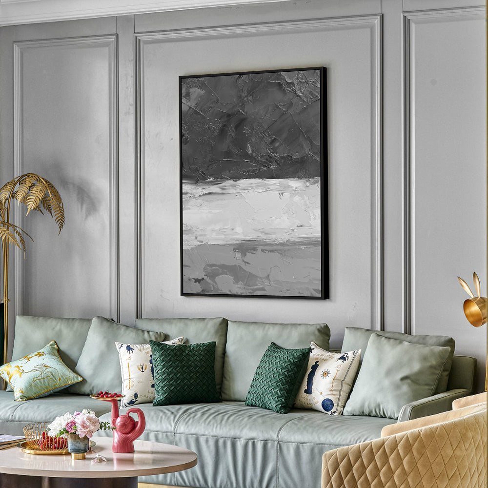 Black And White Abstract Textured Canvas Wall Art