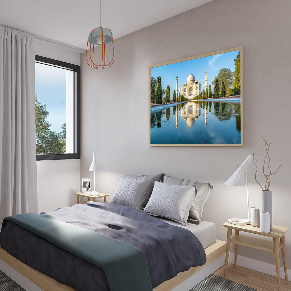 "Taj Mahal Reflection" – A Timeless Icon Of Love And Beauty-Canvas Wall Art