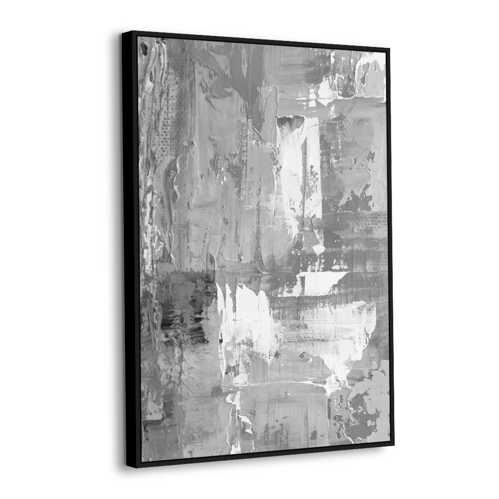 Grey And White Abstract Brushstroke Canvas Wall Art