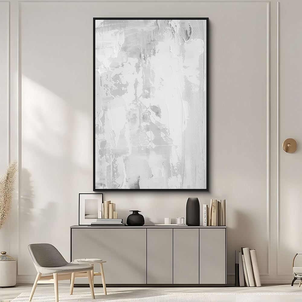 Minimalist Grey And White Abstract Canvas Wall Art