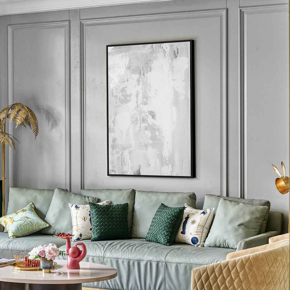 Minimalist Grey And White Abstract Canvas Wall Art