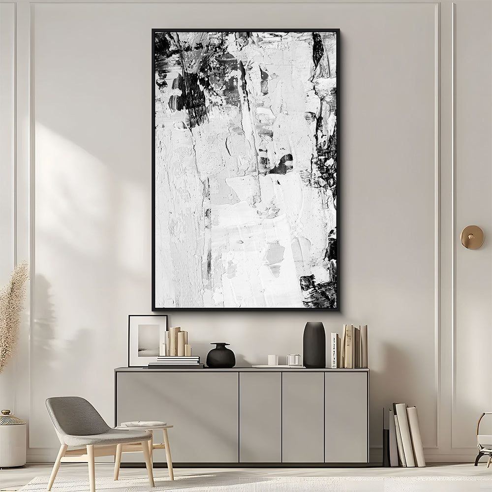Black And White Abstract Brushstroke Canvas Wall Art