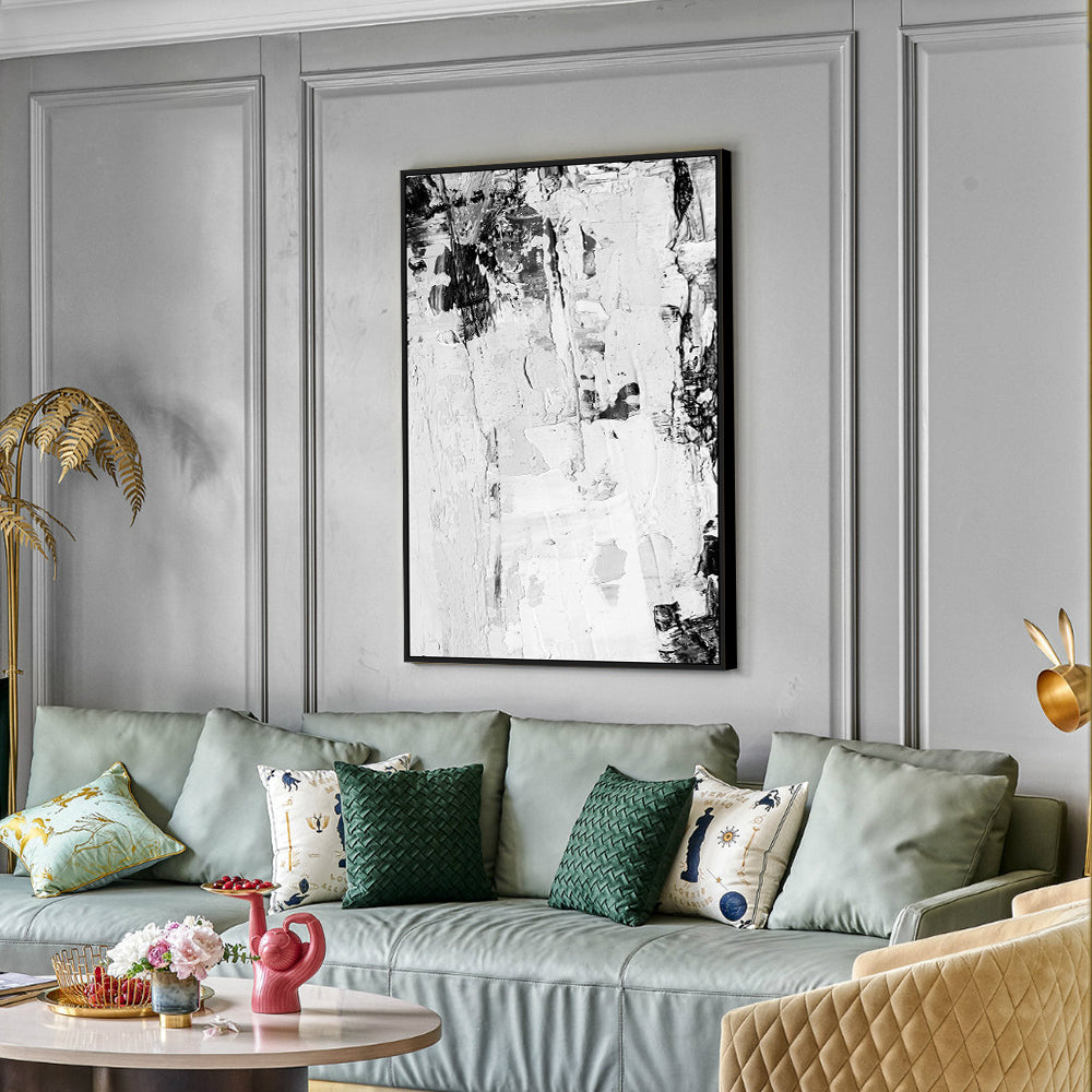 Black And White Abstract Brushstroke Canvas Wall Art