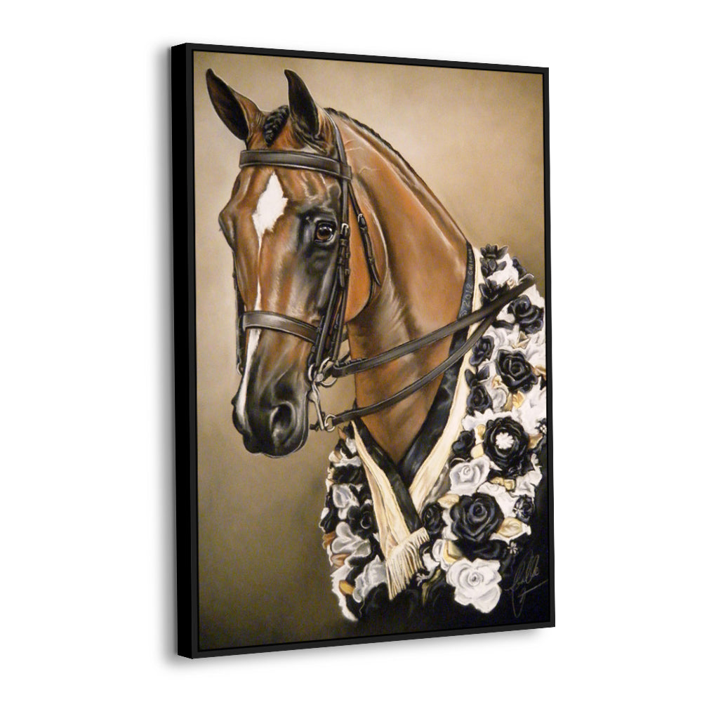 Elegant Horse With Floral Garb Canvas Wall Art
