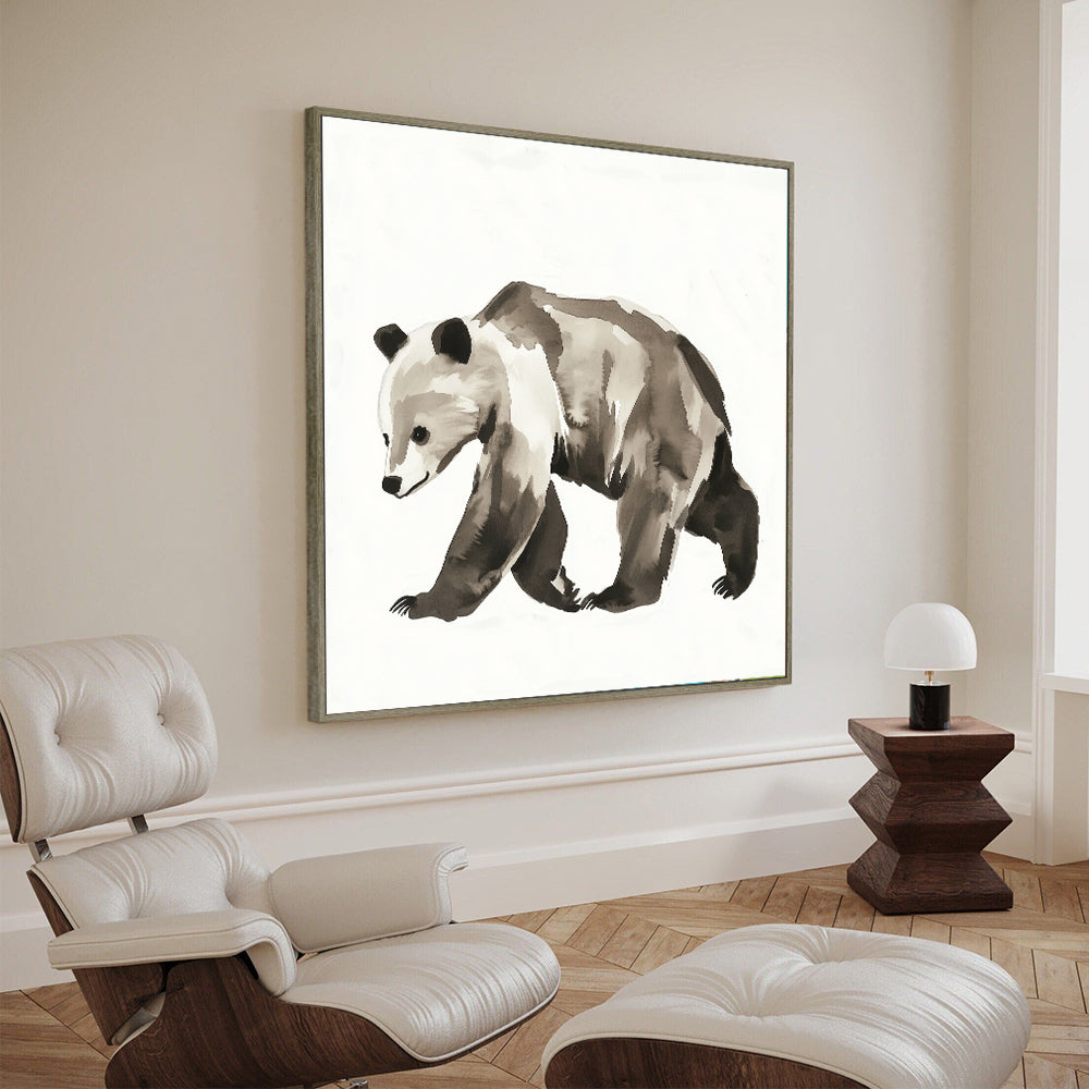Elegant Bear In Motion - Minimalist Canvas Wall Art