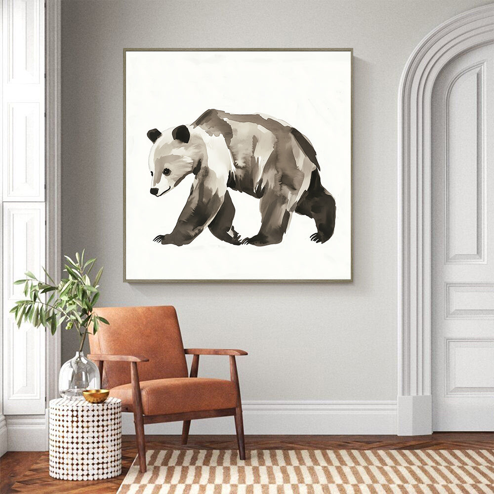 Elegant Bear In Motion - Minimalist Canvas Wall Art