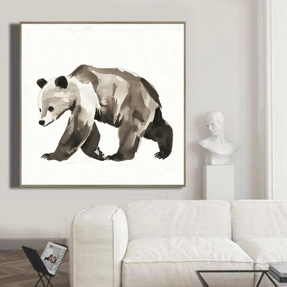 Elegant Bear In Motion - Minimalist Canvas Wall Art