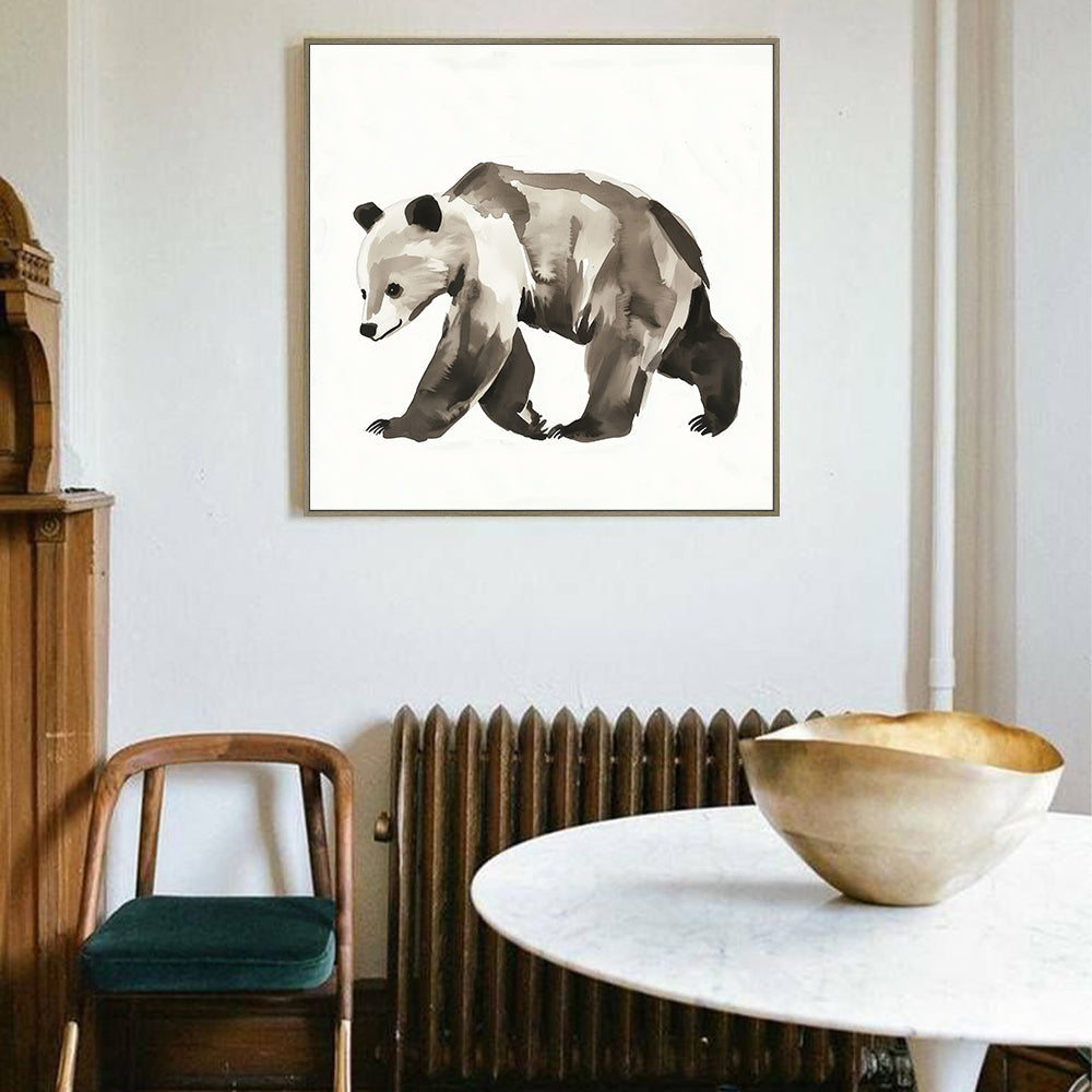 Elegant Bear In Motion - Minimalist Canvas Wall Art