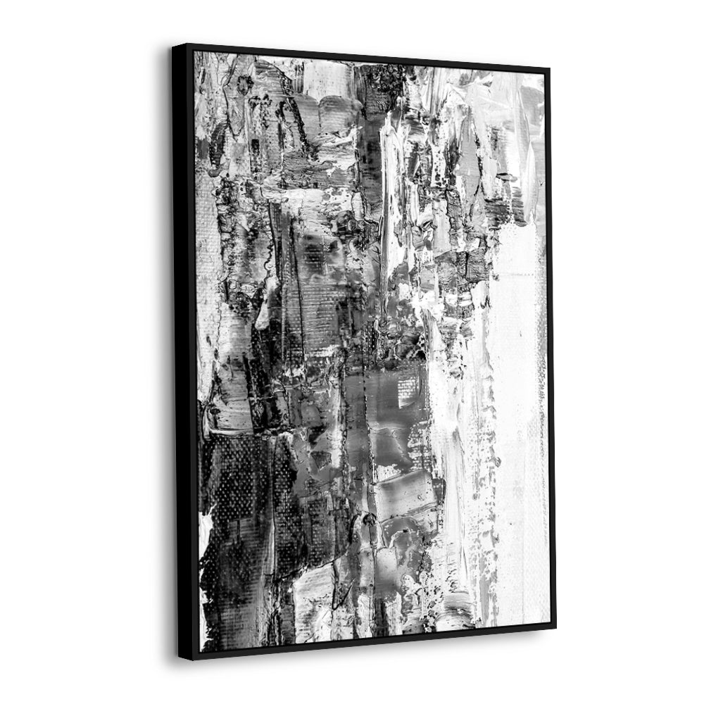 Textured Black And White Abstract Canvas Wall Art