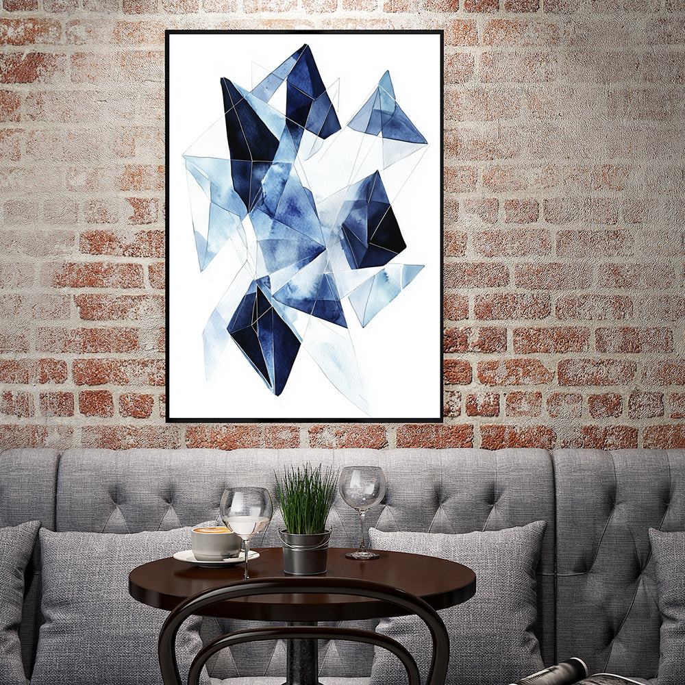 Canvas Wall Art - Geometric Watercolor In Blue