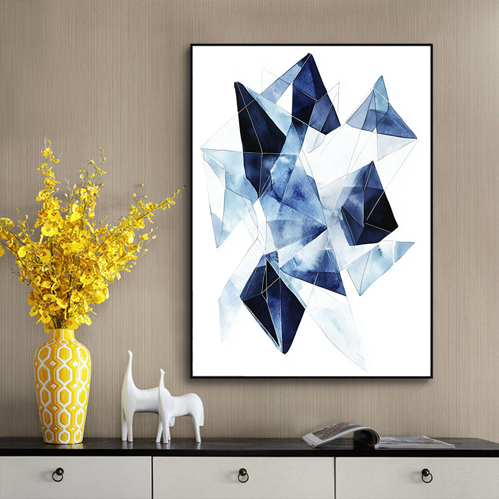Canvas Wall Art - Geometric Watercolor In Blue
