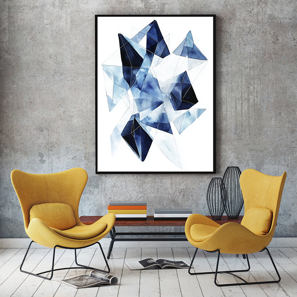 Canvas Wall Art - Geometric Watercolor In Blue