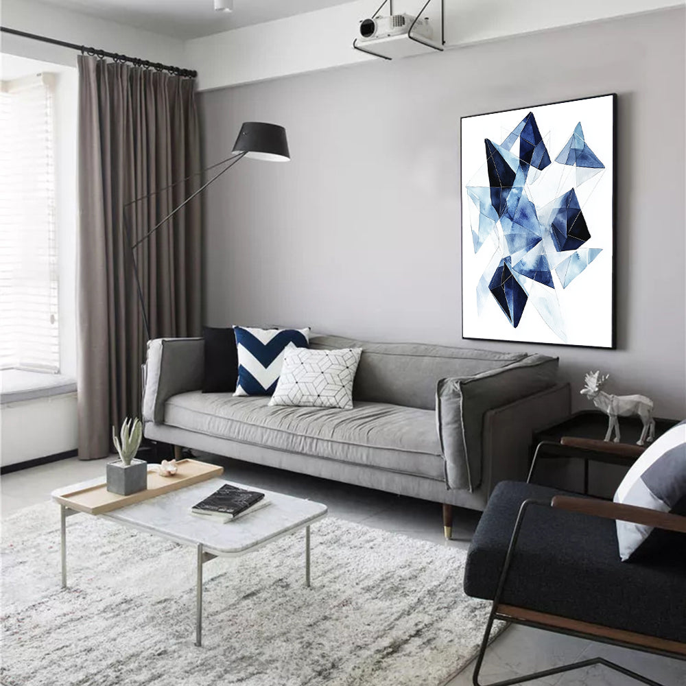 Canvas Wall Art - Geometric Watercolor In Blue