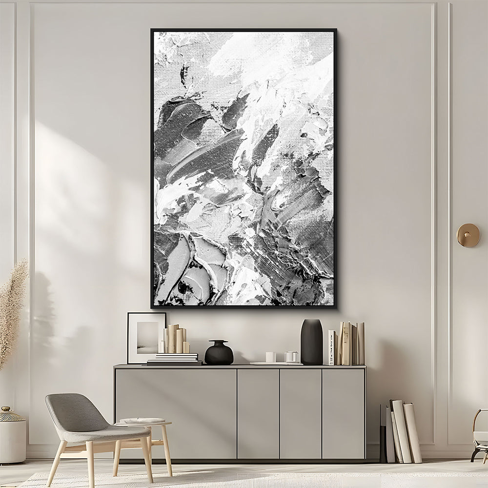 Black & White Abstract Art With Bold Strokes Canvas Wall Art