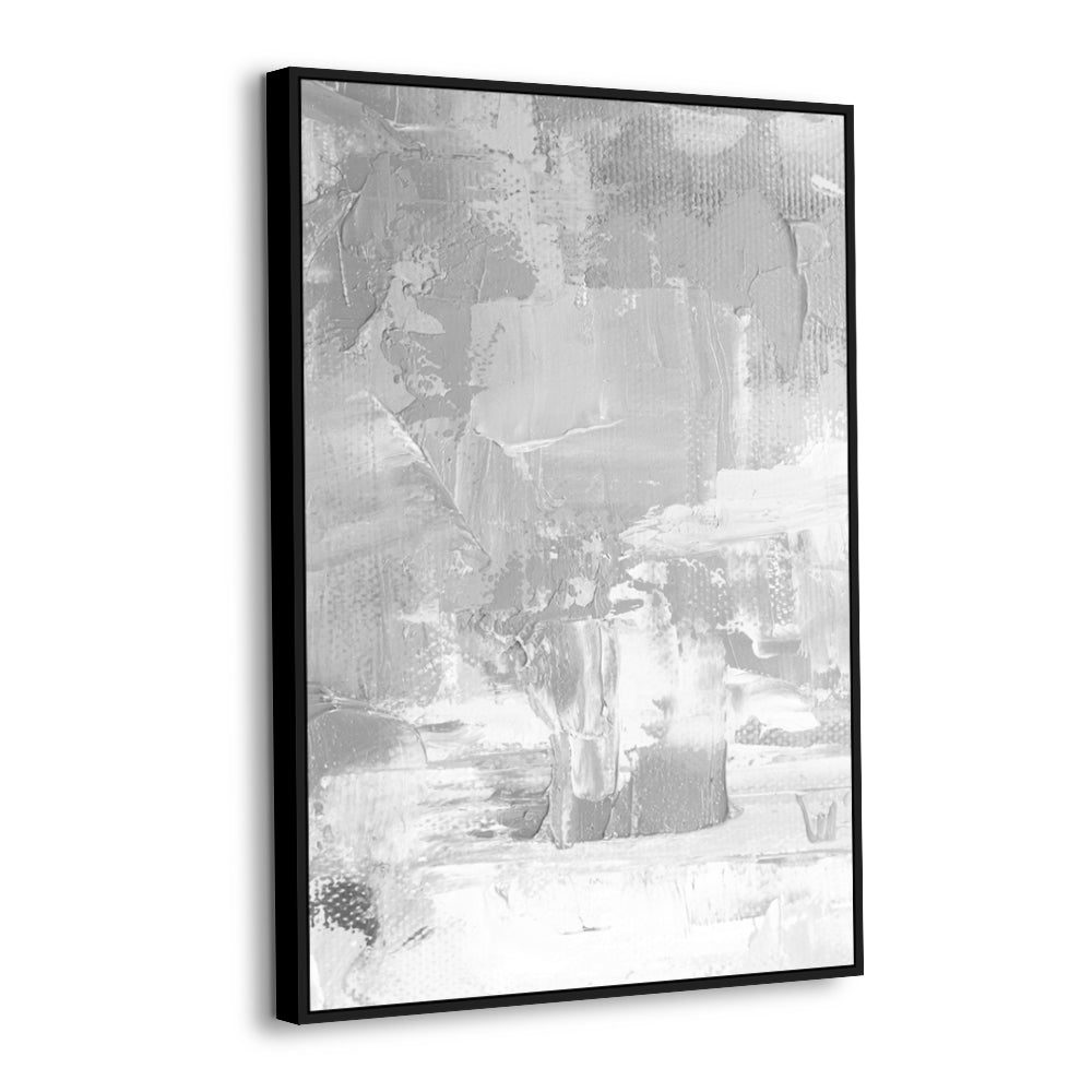 Silver And White Abstract Expressionism Canvas Wall Art