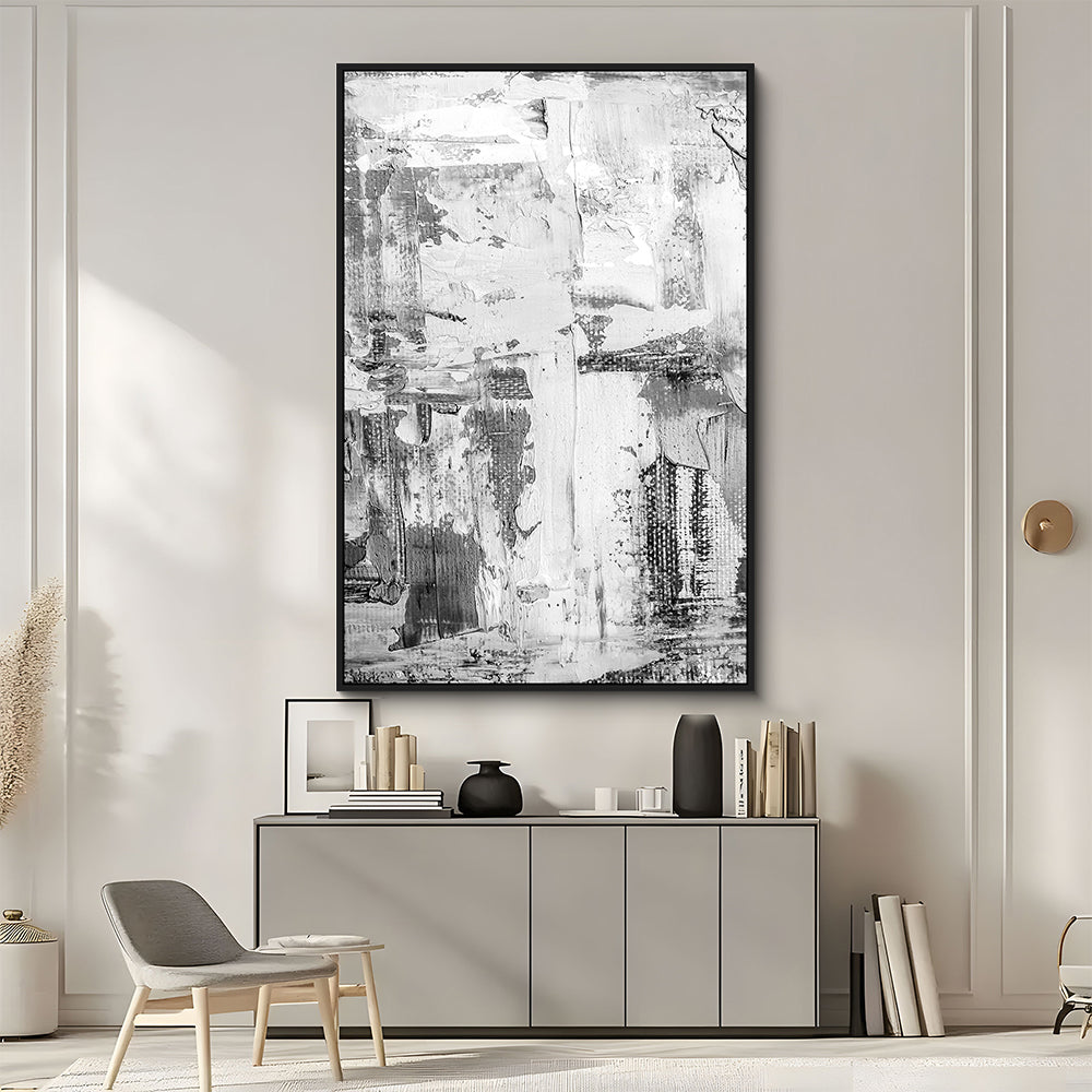 Modern Abstract Black And White Texture Canvas Wall Art