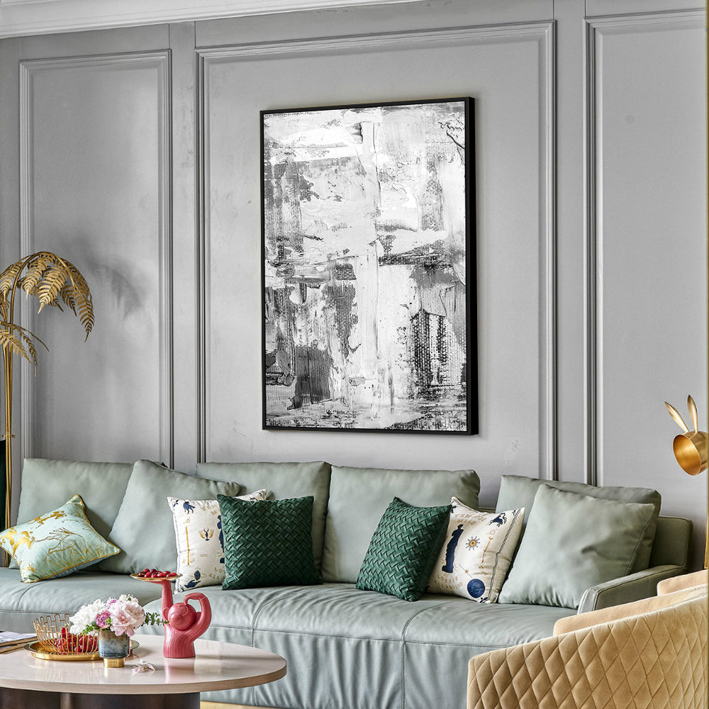 Modern Abstract Black And White Texture Canvas Wall Art