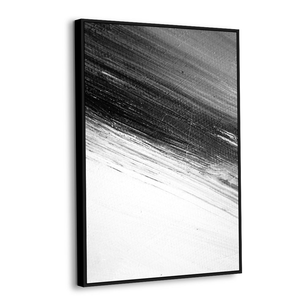 Sleek Black And White Abstract Brush Stroke Canvas Wall Art