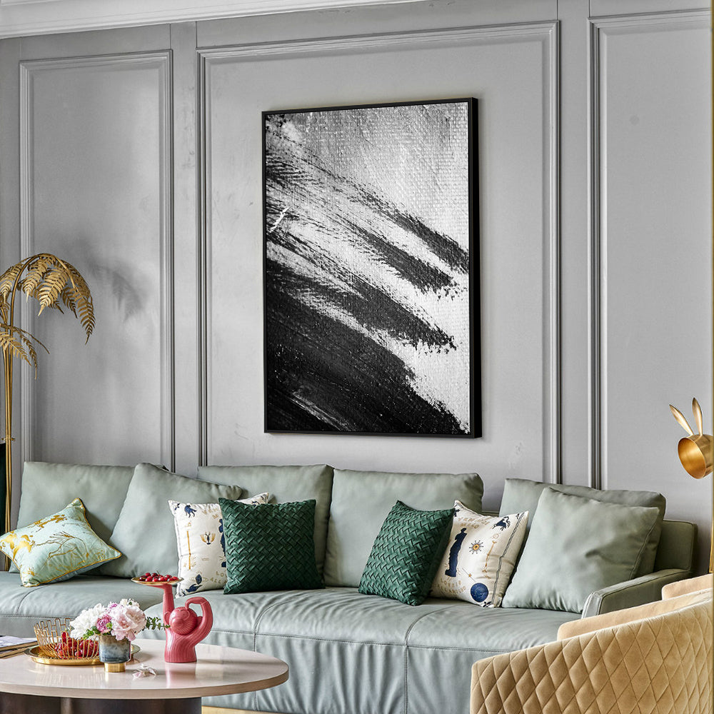 Abstract Black And White Brushstroke Canvas Wall Art